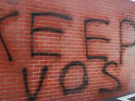 Graffiti has been sprayed at Carlton supporting coach Michael Voss. NewsWire/Ian Currie