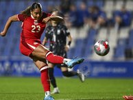 Canadian striker Olivia Smith has been signed by Arsenal for a world record transfer fee. (AP PHOTO)